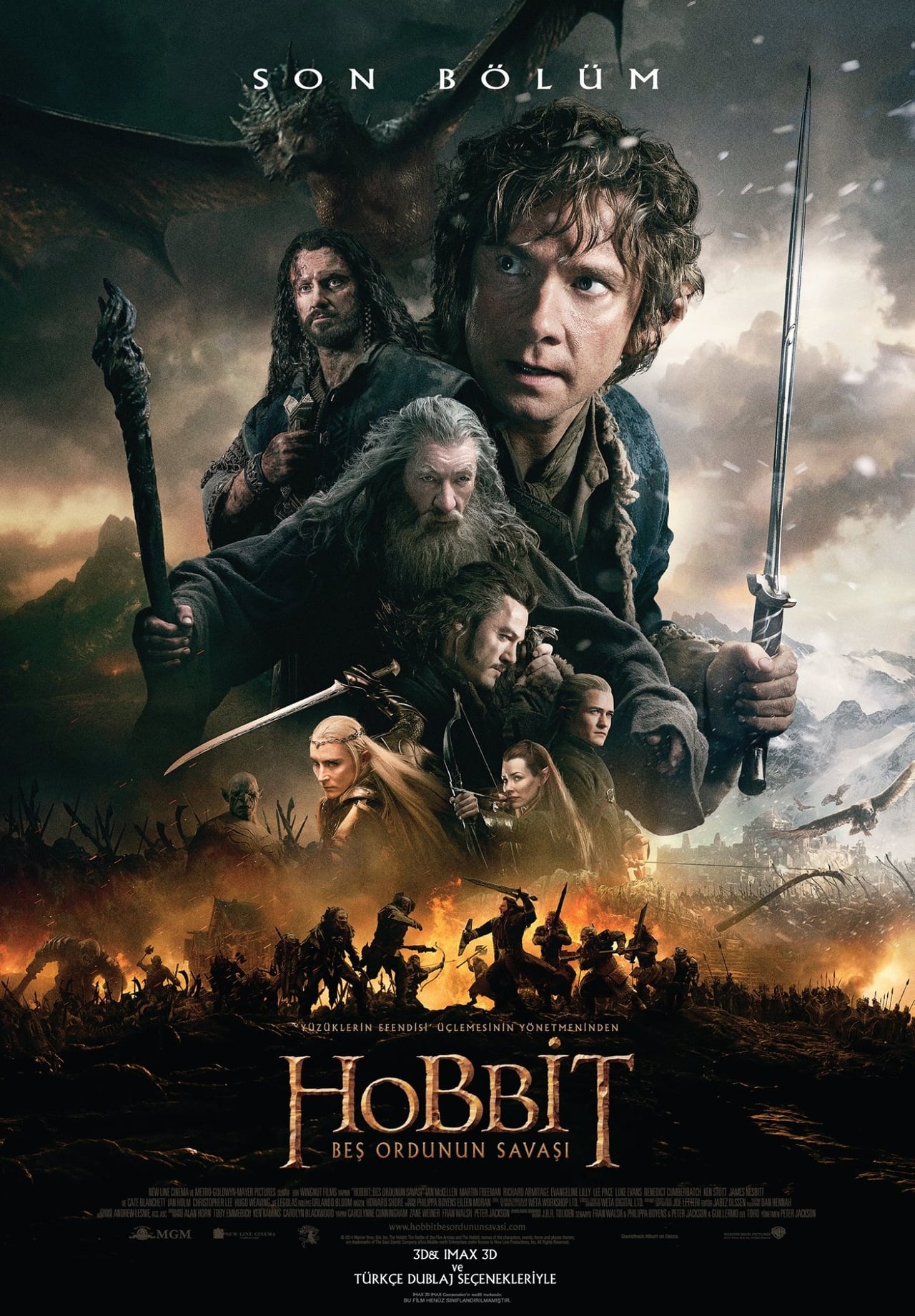 The Hobbit: The Battle of the Five Armies (2014) Theatrical Cut 640Kbps 23.976Fps 48Khz 5.1Ch DD+ AMZN E-AC3 Turkish Audio TAC